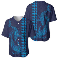 Aloha Hawaii Whale Kakau and Polynesian Tattoo Baseball Jersey Dark Navy Color LT03 - Polynesian Pride