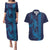 Aloha Hawaii Whale Kakau and Polynesian Tattoo Couples Matching Puletasi and Hawaiian Shirt Dark Navy Color