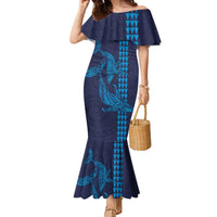 Aloha Hawaii Whale Kakau and Polynesian Tattoo Family Matching Mermaid Dress and Hawaiian Shirt Dark Navy Color LT03 Mom's Dress Dark Navy - Polynesian Pride