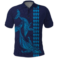 Aloha Hawaii Whale Kakau and Polynesian Tattoo Polo Shirt Dark Navy Color