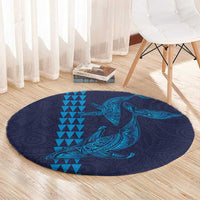 Aloha Hawaii Whale Kakau and Polynesian Tattoo Round Carpet Dark Navy Color LT03 - Polynesian Pride
