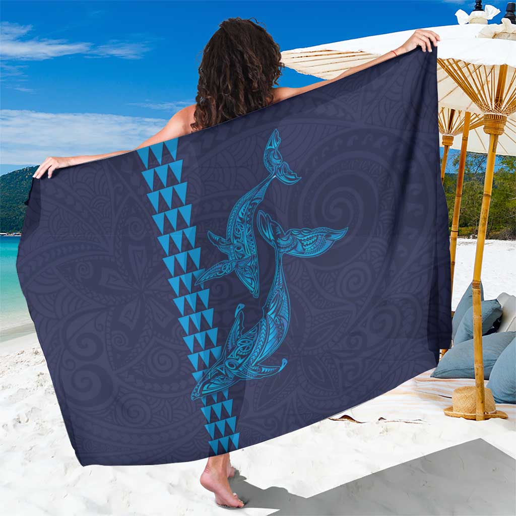 Aloha Hawaii Whale Kakau and Polynesian Tattoo Sarong Dark Navy Color LT03 One Size 44 x 66 inches Dark Navy - Polynesian Pride