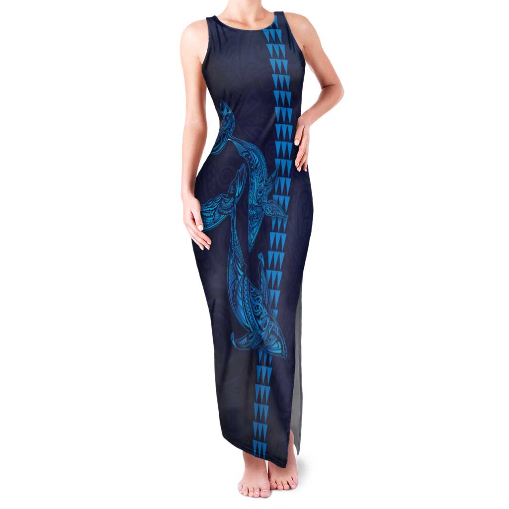 Aloha Hawaii Whale Kakau and Polynesian Tattoo Tank Maxi Dress Dark Navy Color LT03 Women Dark Navy - Polynesian Pride