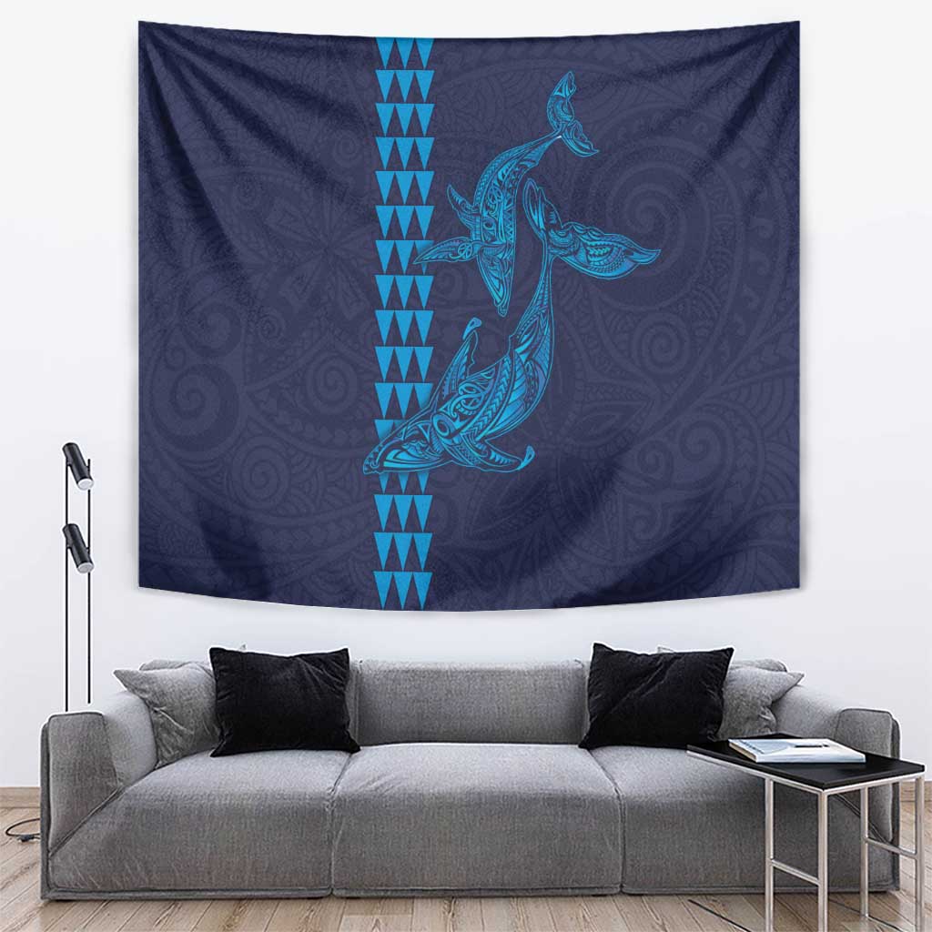 Aloha Hawaii Whale Kakau and Polynesian Tattoo Tapestry Dark Navy Color LT03 Dark Navy - Polynesian Pride