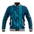 Aloha Hawaii Whale Kakau and Polynesian Tattoo Baseball Jacket Light Blue Color