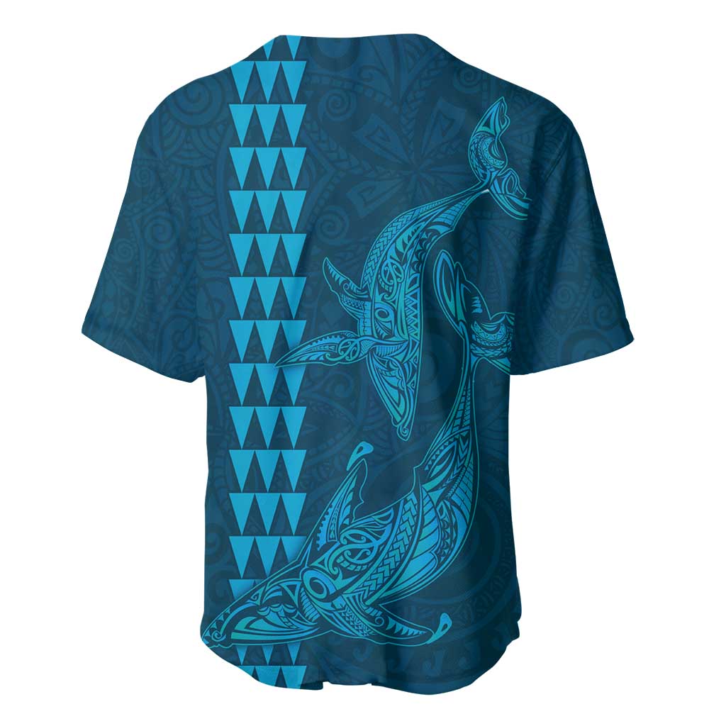 Aloha Hawaii Whale Kakau and Polynesian Tattoo Baseball Jersey Light Blue Color LT03 - Polynesian Pride