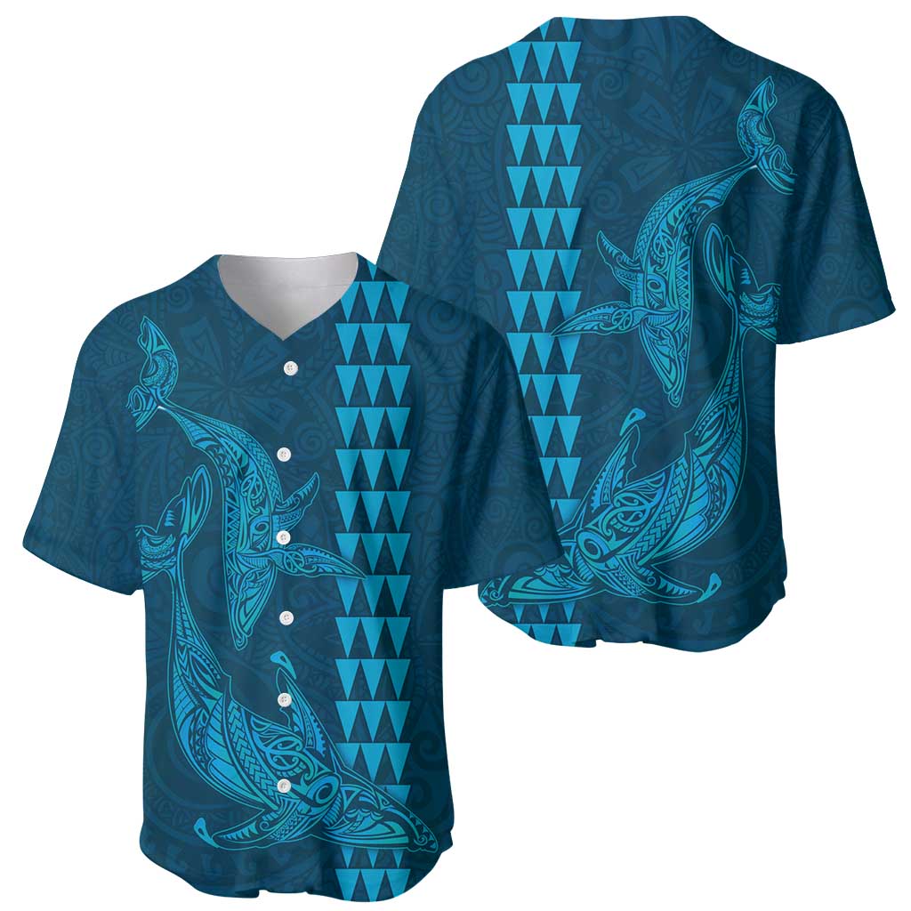 Aloha Hawaii Whale Kakau and Polynesian Tattoo Baseball Jersey Light Blue Color LT03 - Polynesian Pride