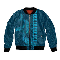 Aloha Hawaii Whale Kakau and Polynesian Tattoo Bomber Jacket Light Blue Color LT03 Unisex Light Blue - Polynesian Pride