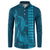 Aloha Hawaii Whale Kakau and Polynesian Tattoo Button Sweatshirt Light Blue Color