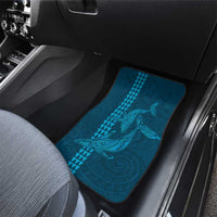 Aloha Hawaii Whale Kakau and Polynesian Tattoo Car Mats Light Blue Color