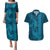Aloha Hawaii Whale Kakau and Polynesian Tattoo Couples Matching Puletasi and Hawaiian Shirt Light Blue Color