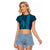 Aloha Hawaii Whale Kakau and Polynesian Tattoo Raglan Cropped T Shirt Light Blue Color