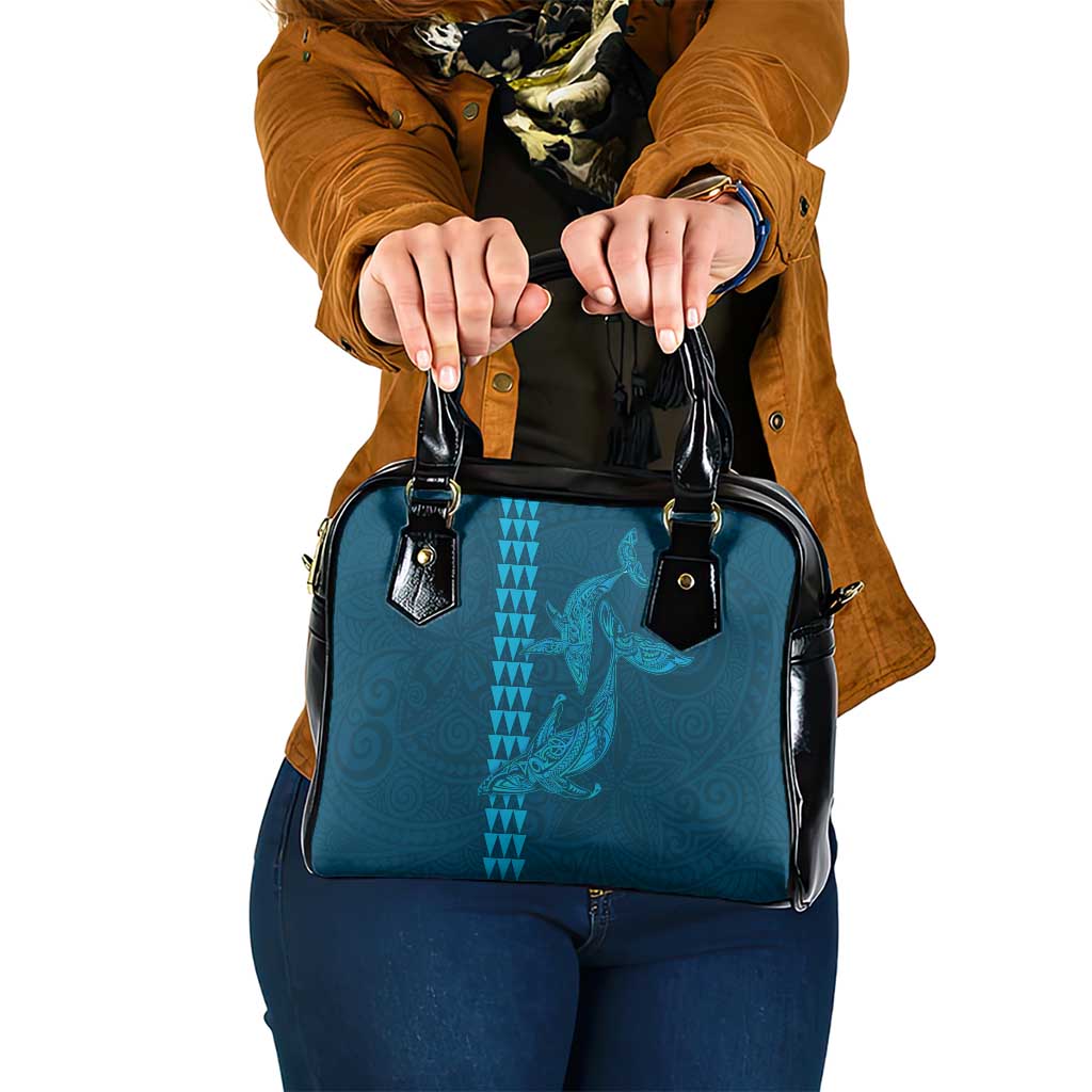 Aloha Hawaii Whale Kakau and Polynesian Tattoo Shoulder Handbag Light Blue Color LT03 One Size Light Blue - Polynesian Pride
