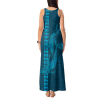 Aloha Hawaii Whale Kakau and Polynesian Tattoo Tank Maxi Dress Light Blue Color