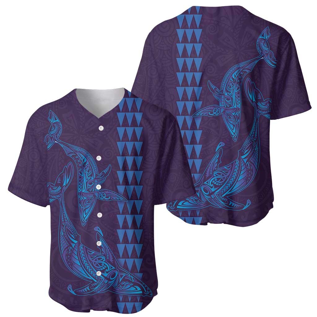 Aloha Hawaii Whale Kakau and Polynesian Tattoo Baseball Jersey Purple Color LT03 - Polynesian Pride