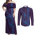Aloha Hawaii Whale Kakau and Polynesian Tattoo Couples Matching Off Shoulder Maxi Dress and Long Sleeve Button Shirt Purple Color