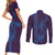 Aloha Hawaii Whale Kakau and Polynesian Tattoo Couples Matching Short Sleeve Bodycon Dress and Long Sleeve Button Shirt Purple Color