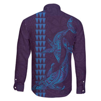 Aloha Hawaii Whale Kakau and Polynesian Tattoo Family Matching Summer Maxi Dress and Hawaiian Shirt Purple Color LT03 - Polynesian Pride