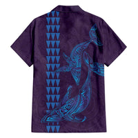 Aloha Hawaii Whale Kakau and Polynesian Tattoo Family Matching Tank Maxi Dress and Hawaiian Shirt Purple Color LT03 - Polynesian Pride