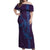 Aloha Hawaii Whale Kakau and Polynesian Tattoo Off Shoulder Maxi Dress Purple Color