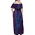 Aloha Hawaii Whale Kakau and Polynesian Tattoo Off Shoulder Maxi Dress Purple Color