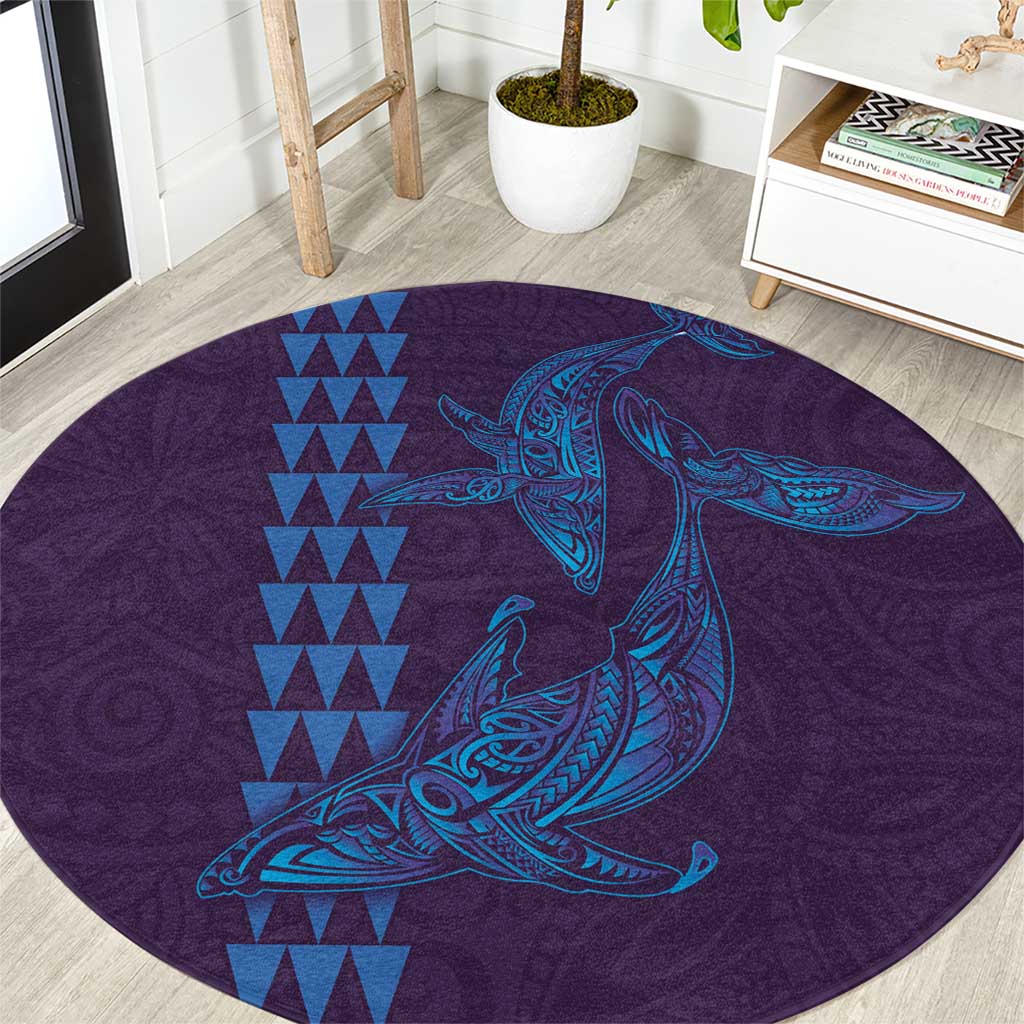Aloha Hawaii Whale Kakau and Polynesian Tattoo Round Carpet Purple Color LT03 Purple - Polynesian Pride
