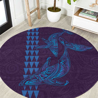 Aloha Hawaii Whale Kakau and Polynesian Tattoo Round Carpet Purple Color LT03 Purple - Polynesian Pride