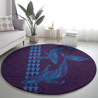 Aloha Hawaii Whale Kakau and Polynesian Tattoo Round Carpet Purple Color LT03 - Polynesian Pride