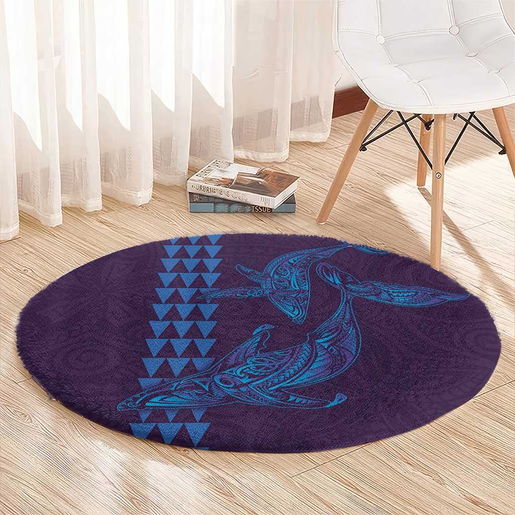 Aloha Hawaii Whale Kakau and Polynesian Tattoo Round Carpet Purple Color LT03 - Polynesian Pride