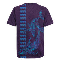Aloha Hawaii Whale Kakau and Polynesian Tattoo Rugby Jersey Purple Color