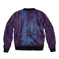 Aloha Hawaii Whale Kakau and Polynesian Tattoo Sleeve Zip Bomber Jacket Purple Color LT03 - Polynesian Pride