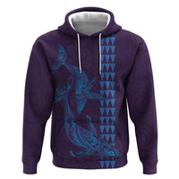 Aloha Hawaii Whale Kakau and Polynesian Tattoo Zip Hoodie Purple Color
