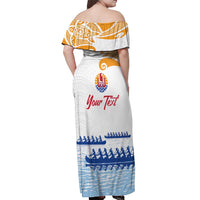 Personalised Hawaiki Nui Va'a French Polynesian Pattern Off Shoulder Maxi Dress White Color
