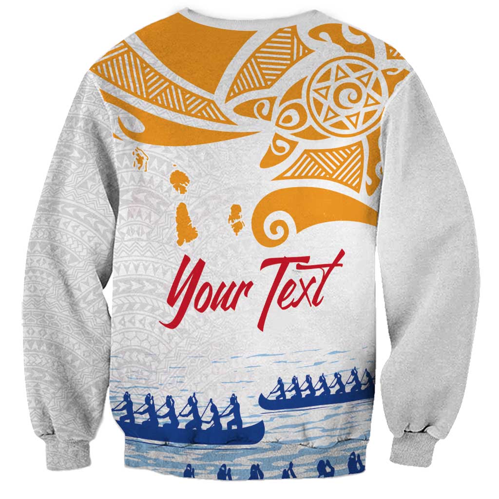 Personalised Hawaiki Nui Va'a French Polynesian Pattern Sweatshirt White Color