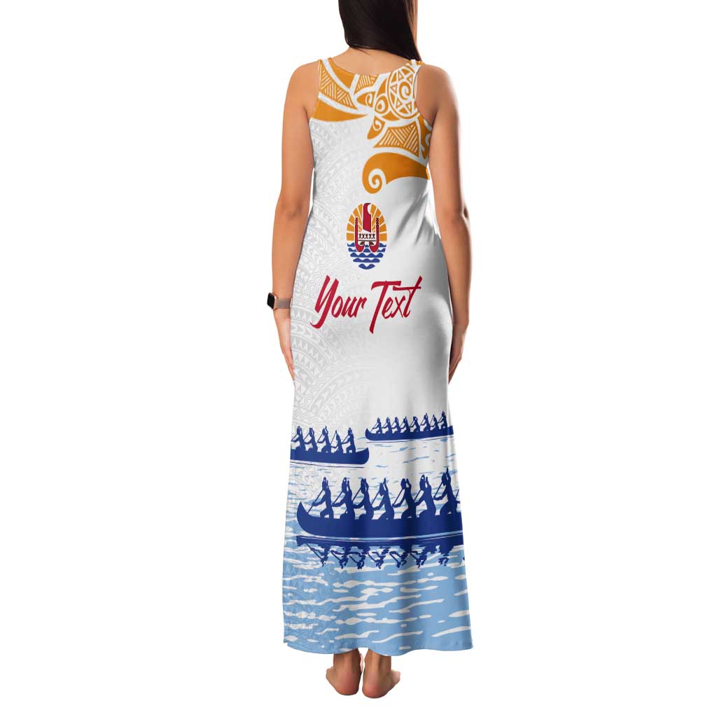 Personalised Hawaiki Nui Va'a French Polynesian Pattern Tank Maxi Dress White Color
