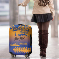 Personalised Hawaiki Nui Va'a French Polynesian Pattern Luggage Cover Sunset Color
