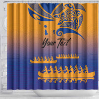 Personalised Hawaiki Nui Va'a French Polynesian Pattern Shower Curtain Sunset Color