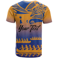 Personalised Hawaiki Nui Va'a French Polynesian Pattern T Shirt Sunset Color LT03 - Polynesian Pride