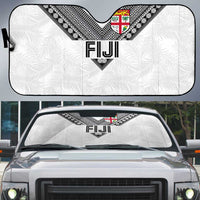 Rugby Fiji Auto Sun Shade Fijian Masi Tribal Sporty Style White Color - Polynesian Pride