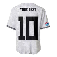 Custom Rugby Fiji Baseball Jersey Fijian Masi Tribal Sporty Style White Color - Polynesian Pride