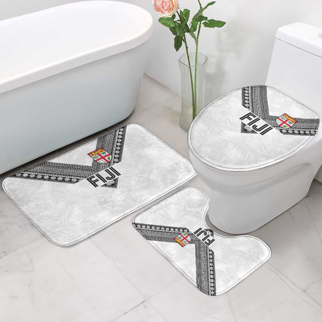 Rugby Fiji Bathroom Set Fijian Masi Tribal Sporty Style White Color - Polynesian Pride