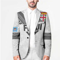 Custom Rugby Fiji Blazer Fijian Masi Tribal Sporty Style White Color - Polynesian Pride