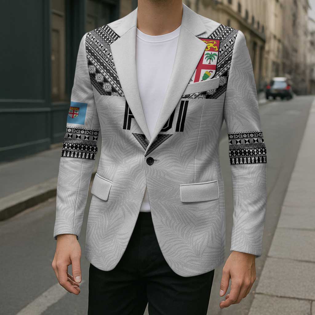 Custom Rugby Fiji Blazer Fijian Masi Tribal Sporty Style White Color - Polynesian Pride