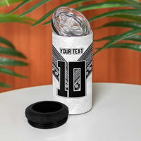 Custom Rugby Fiji 4 in 1 Can Cooler Tumbler Fijian Masi Tribal Sporty Style White Color - Polynesian Pride