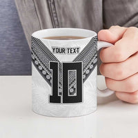 Custom Rugby Fiji Ceramic Mug Fijian Masi Tribal Sporty Style White Color - Polynesian Pride