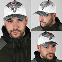 Rugby Fiji Classic Cap Fijian Masi Tribal Sporty Style White Color - Polynesian Pride