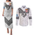 Custom Rugby Fiji Couples Matching Puletasi and Long Sleeve Button Shirt Fijian Masi Tribal Sporty Style White Color - Polynesian Pride