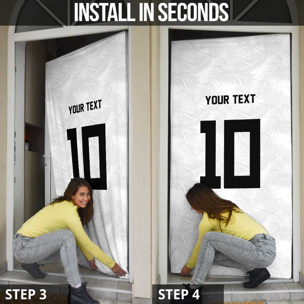 Custom Rugby Fiji Door Cover Fijian Masi Tribal Sporty Style White Color - Polynesian Pride