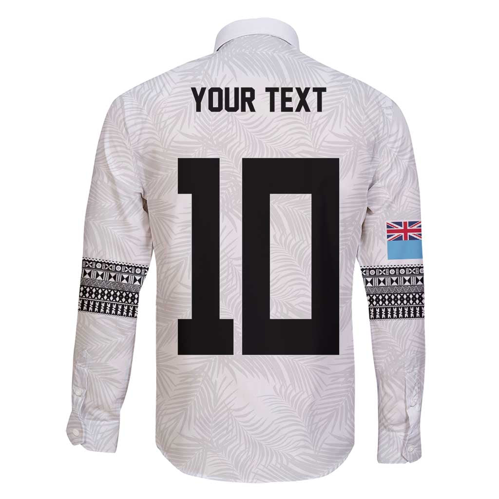 Custom Rugby Fiji Family Matching Off Shoulder Short Dress and Hawaiian Shirt Fijian Masi Tribal Sporty Style White Color - Polynesian Pride