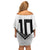 Custom Rugby Fiji Family Matching Off Shoulder Short Dress and Hawaiian Shirt Fijian Masi Tribal Sporty Style White Color - Polynesian Pride
